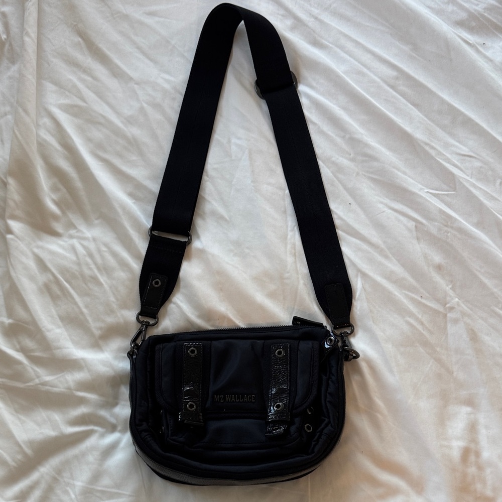 MZ Wallace Black Nylon Messenger Crossbody Bag